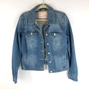 Mexx Jeans Womens Denim Jacket Retro Trucker Medium Wash Fading Stretch XL